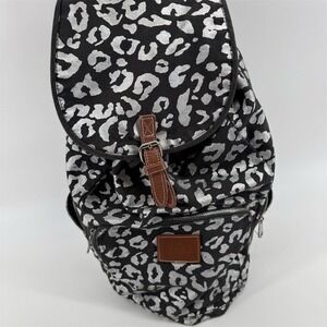 Victoria's‎ Secret Leopard Print Backpack Black Silver Iridescent Chic